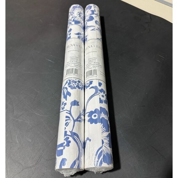 Serena & Lily Claremont Floral Print Wallpaper (Set of 2 Rolls)-French Blue - Picture 1 of 4